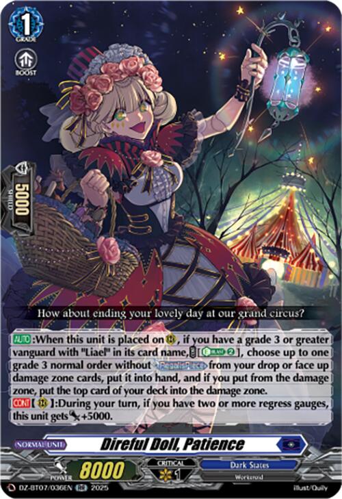 Direful Doll, Patience (DZ-BT07/036EN) [DZ-BT07: Moon Fangs & Cerulean Blaze] | Pegasus Games WI