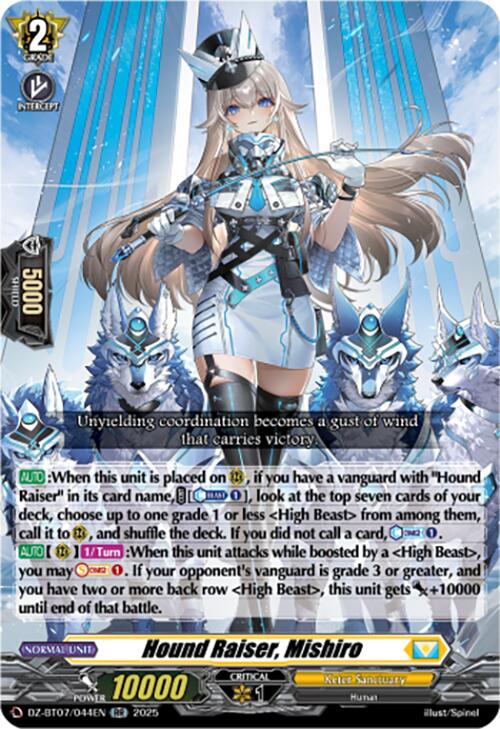Hound Raiser, Mishiro (DZ-BT07/044EN) [DZ-BT07: Moon Fangs & Cerulean Blaze] | Pegasus Games WI