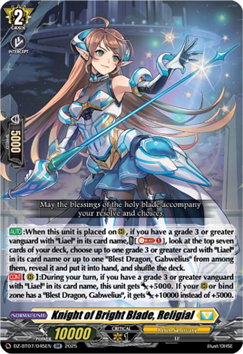 Knight of Bright Blade, Religial (DZ-BT07/045EN) [DZ-BT07: Moon Fangs & Cerulean Blaze] | Pegasus Games WI