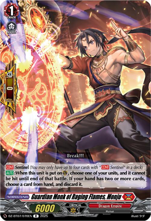 Guardian Monk of Raging Flames, Monju (DZ-BT07/070EN) [DZ-BT07: Moon Fangs & Cerulean Blaze] | Pegasus Games WI