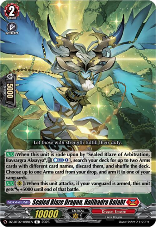 Sealed Blaze Dragon, Halibadra Balaht (DZ-BT07/099EN) [Moon Fangs & Cerulean Blaze] | Pegasus Games WI