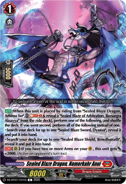 Sealed Blaze Dragon, Namorkahr Anui (DZ-BT07/101EN) [Moon Fangs & Cerulean Blaze] | Pegasus Games WI
