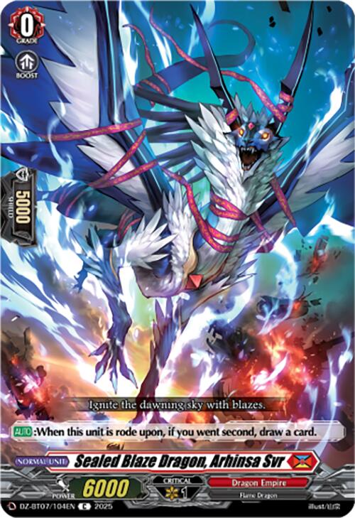 Sealed Blaze Dragon, Arhinsa Svr (DZ-BT07/104EN) [Moon Fangs & Cerulean Blaze] | Pegasus Games WI
