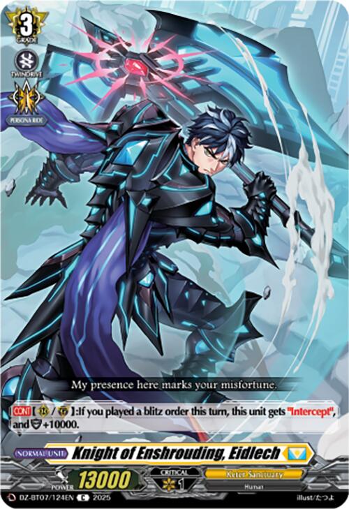 Knight of Enshrouding, Eidlech (DZ-BT07/124EN) [DZ-BT07: Moon Fangs & Cerulean Blaze] | Pegasus Games WI