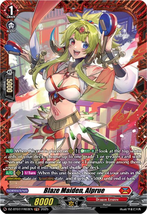 Blaze Maiden, Alprue (DZ-BT07/FR03EN) [DZ-BT07: Moon Fangs & Cerulean Blaze] | Pegasus Games WI