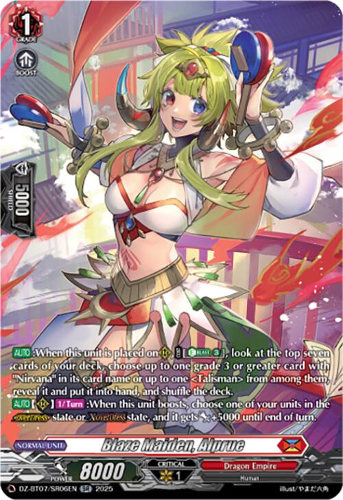 Blaze Maiden, Alprue (DZ-BT07/SR06EN) [DZ-BT07: Moon Fangs & Cerulean Blaze] | Pegasus Games WI