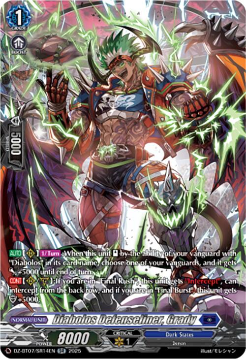 Diabolos Defenseliner, Grady (DZ-BT07/SR14EN) [Moon Fangs & Cerulean Blaze] | Pegasus Games WI