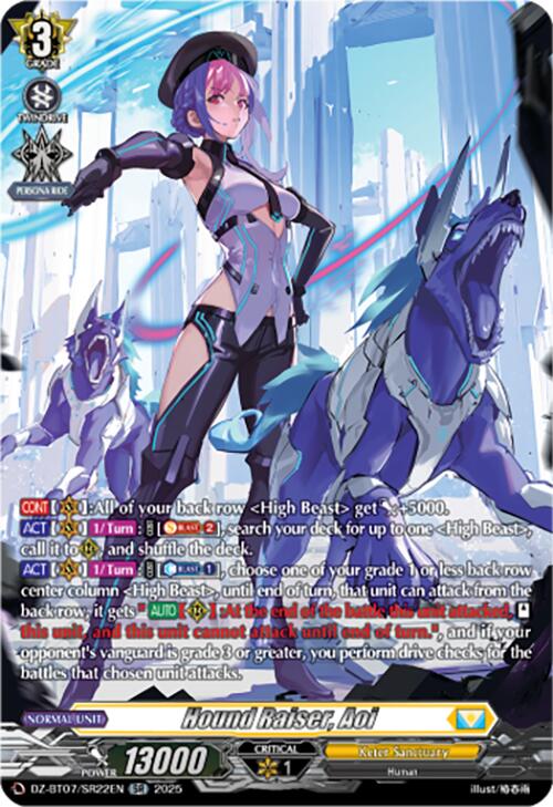 Hound Raiser, Aoi (DZ-BT07/SR22EN) [DZ-BT07: Moon Fangs & Cerulean Blaze] | Pegasus Games WI