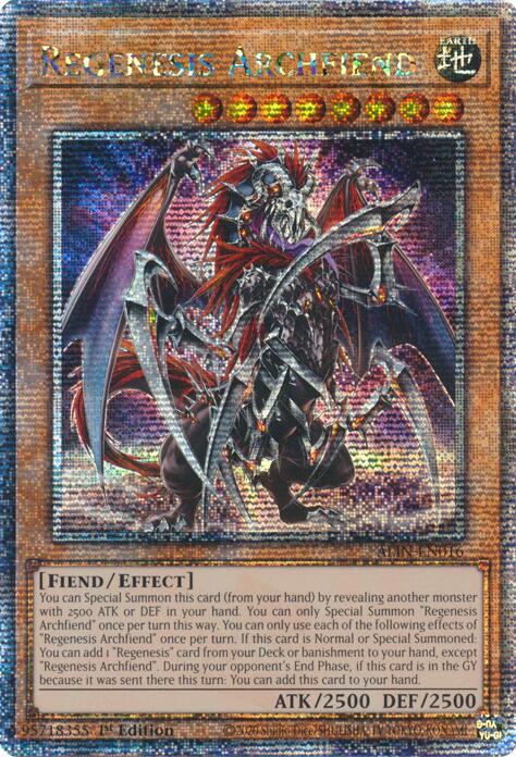 Regenesis Archfiend [ALIN-EN016] Quarter Century Secret Rare | Pegasus Games WI