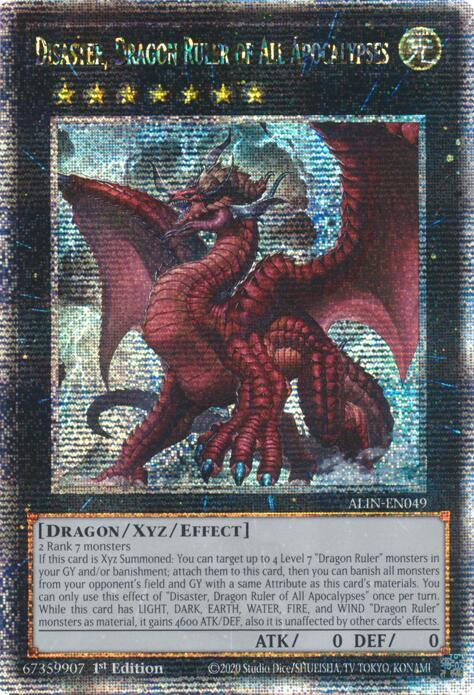 Disaster, Dragon Ruler of All Apocalypses [ALIN-EN049] Quarter Century Secret Rare | Pegasus Games WI