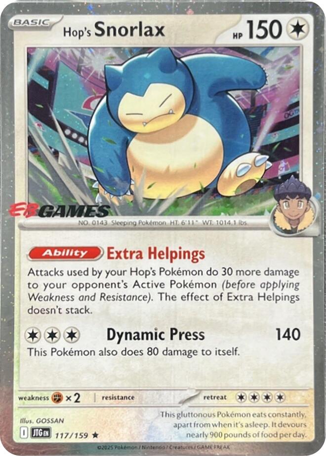 Hop's Snorlax (117/159) (EB Games) (Cosmos Holo) [Scarlet & Violet: Journey Together] | Pegasus Games WI