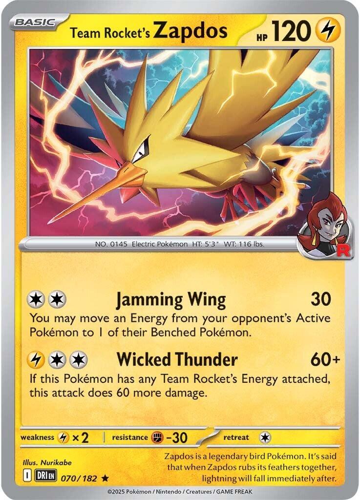 Team Rocket's Zapdos (070/182) [Scarlet & Violet: Destined Rivals] | Pegasus Games WI