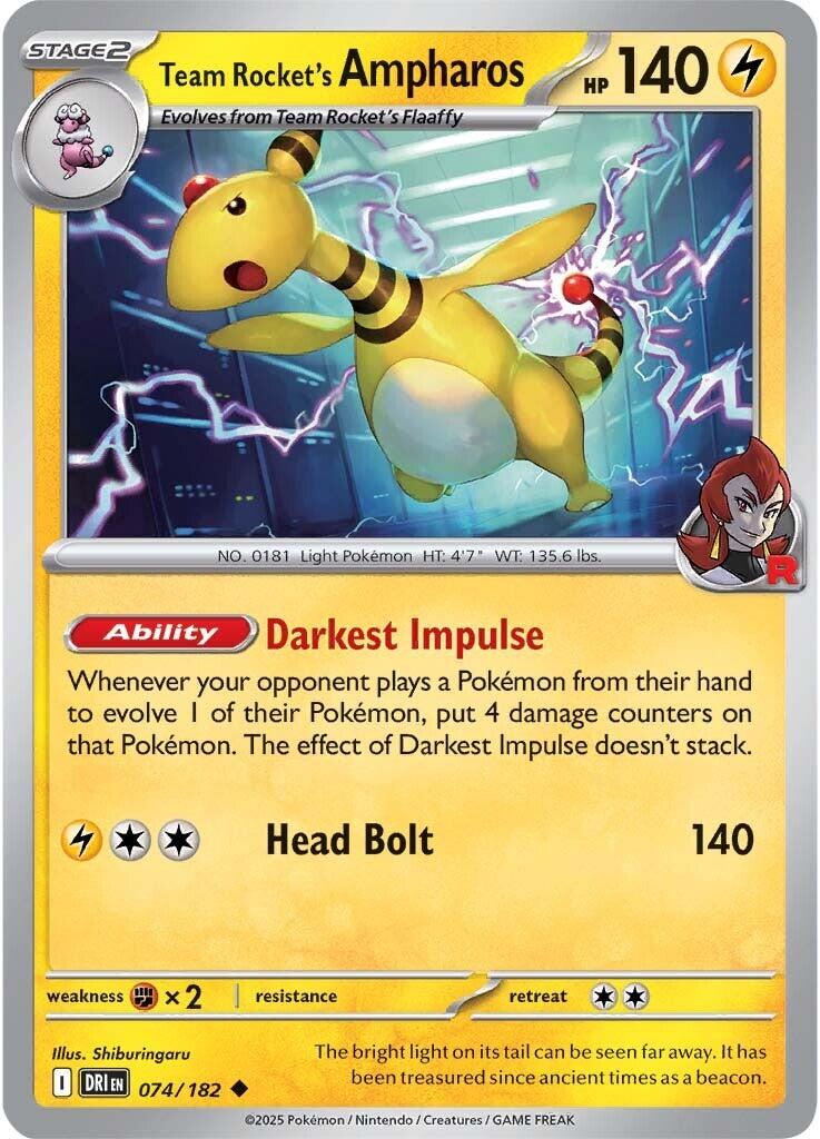 Team Rocket's Ampharos (074/182) [Scarlet & Violet: Destined Rivals] | Pegasus Games WI