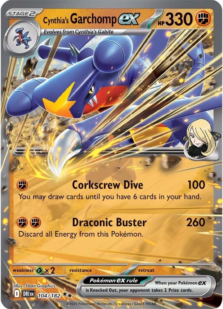 Cynthia's Garchomp ex (104/182) [Scarlet & Violet: Destined Rivals] | Pegasus Games WI