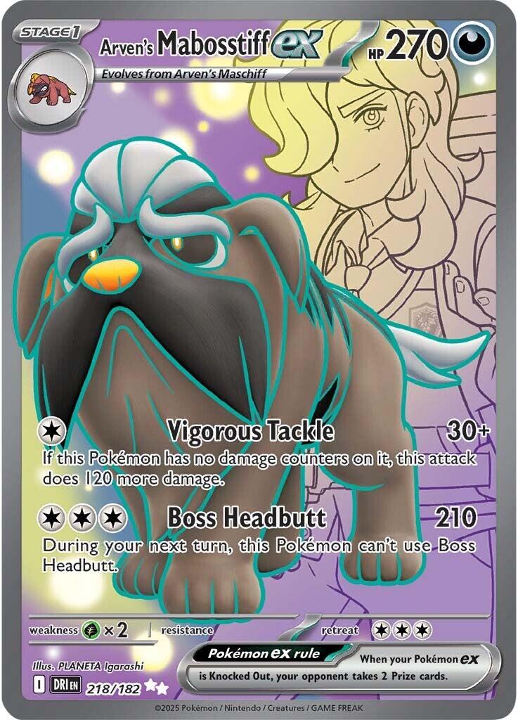 Arven's Mabosstiff ex (218/182) [Scarlet & Violet: Destined Rivals] | Pegasus Games WI