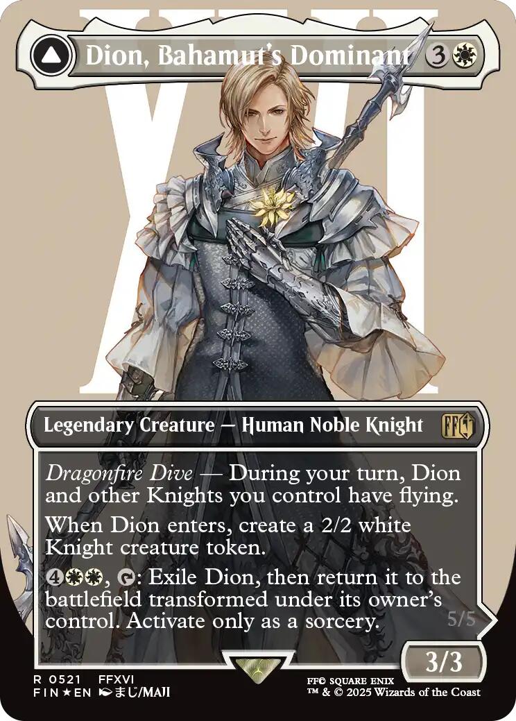 Dion, Bahamut's Dominant // Bahamut, Warden of Light (Borderless) (Surge Foil) [FINAL FANTASY] | Pegasus Games WI