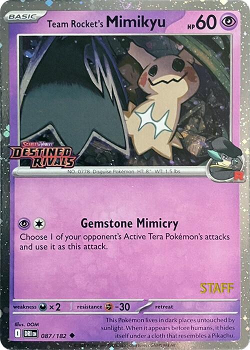 Team Rocket's Mimikyu (087/182) (Prerelease Staff) [Scarlet & Violet: Destined Rivals] | Pegasus Games WI