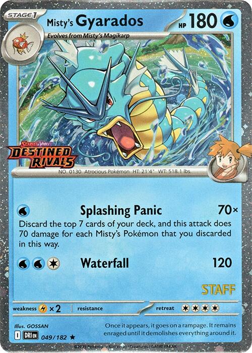 Misty's Gyarados (049/182) (Prerelease Staff) [Scarlet & Violet: Destined Rivals] | Pegasus Games WI