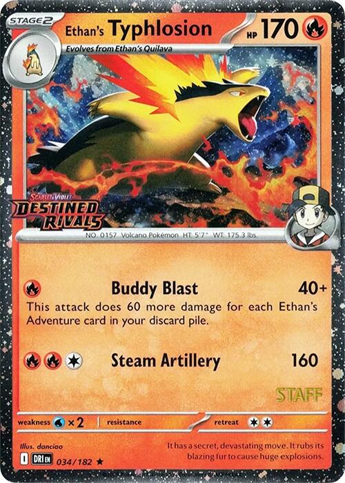 Ethan's Typhlosion (034/182) (Prerelease Staff) [Scarlet & Violet: Destined Rivals] | Pegasus Games WI