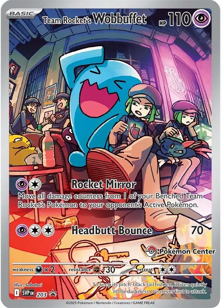 Team Rocket's Wobbuffet (203) (Pokemon Center Exclusive) [Scarlet & Violet: Black Star Promos] | Pegasus Games WI