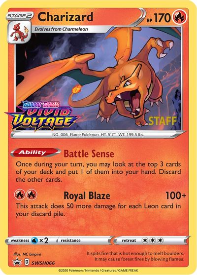 Charizard (SWSH066) (Staff Prerelease Promo) [Sword & Shield: Black Star Promos] | Pegasus Games WI