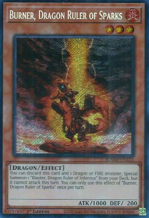 Burner, Dragon Ruler of Sparks [BLMM-EN123] Secret Rare | Pegasus Games WI