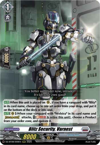 Blitz Security, Varnest (DZ-BT08/009EN) [DZ-BT08: Knights 0f Rebirth] | Pegasus Games WI
