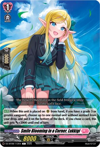 Smile Blooming in a Corner, Lukkigi (DZ-BT08/112EN) [DZ-BT08: Knights 0f Rebirth] | Pegasus Games WI