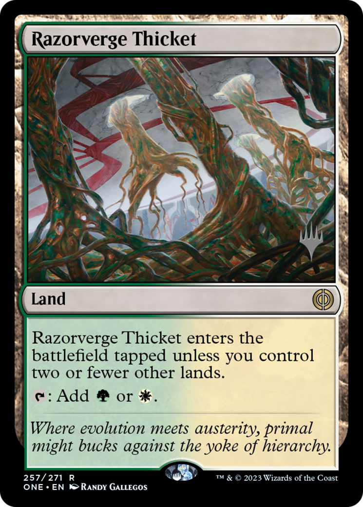 Razorverge Thicket (Promo Pack) [Phyrexia: All Will Be One Promos] | Pegasus Games WI