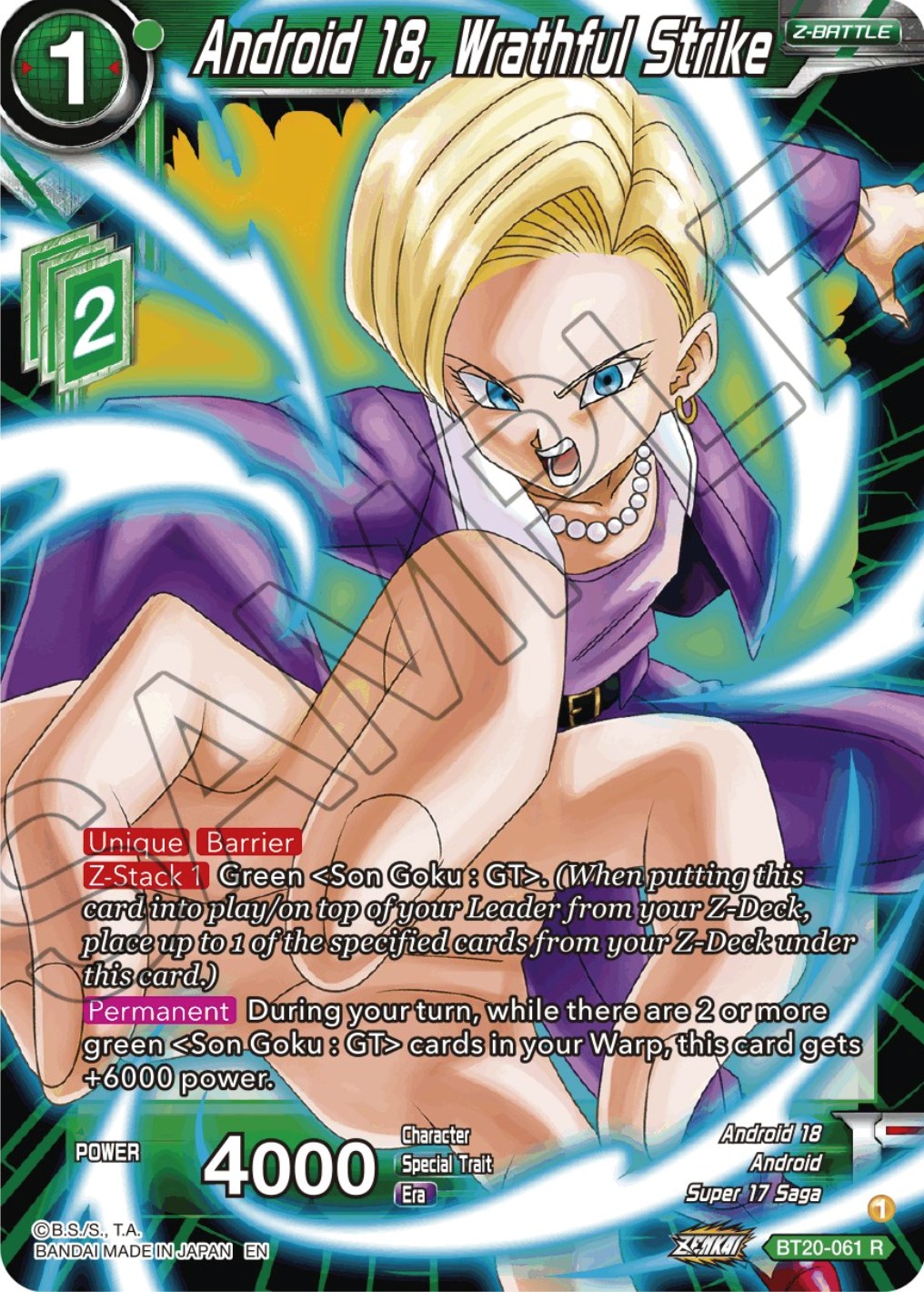 Android 18, Wrathful Strike (BT20-061) [Power Absorbed] | Pegasus Games WI