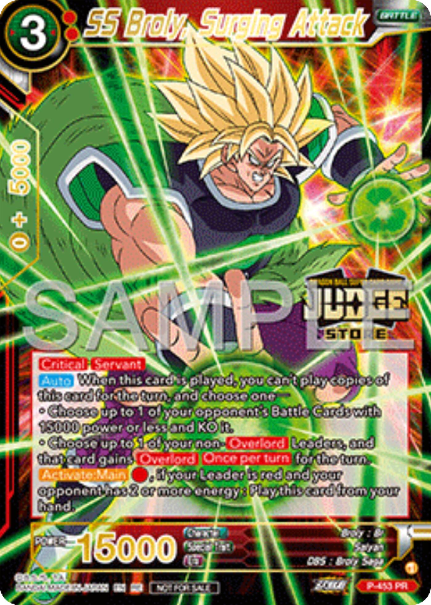 SS Broly, Surging Attack (Judge Pack Vol.17) (Store) (P-453) [Tournament Promotion Cards] | Pegasus Games WI