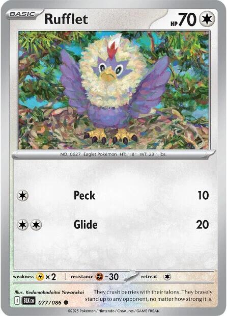 Rufflet (077/086) (Reverse Holo) [Scarlet & Violet: Black Bolt] | Pegasus Games WI