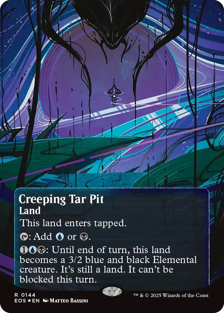 Creeping Tar Pit (0144) (Borderless) (Galaxy Foil) [Edge of Eternities: Stellar Sights] | Pegasus Games WI