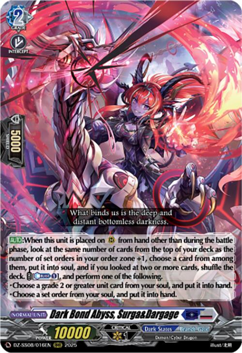 Dark Bond Abyss, Surga&Dargage (RRR) (DZ-SS08/016EN) [DZ-SS08: Festival Booster 2025] | Pegasus Games WI