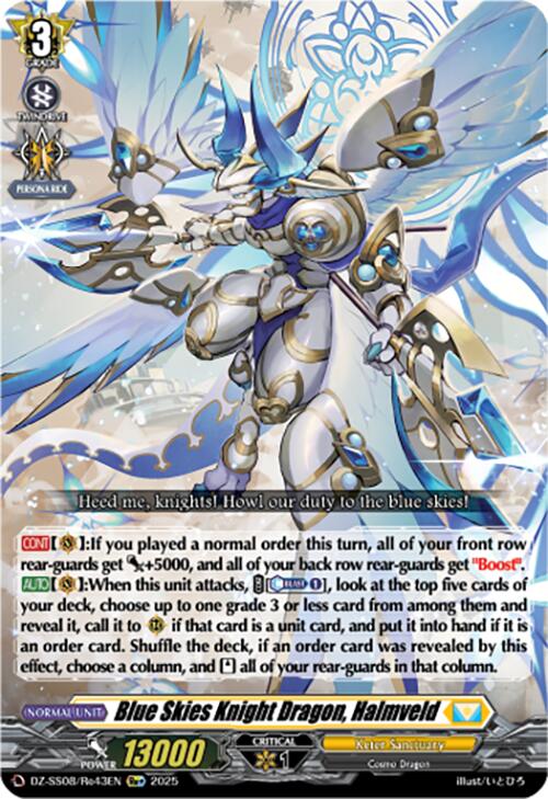 Blue Skies Knight Dragon, Halmveld (Re+) (DZ-SS08/Re43EN) [DZ-SS08: Festival Booster 2025] | Pegasus Games WI