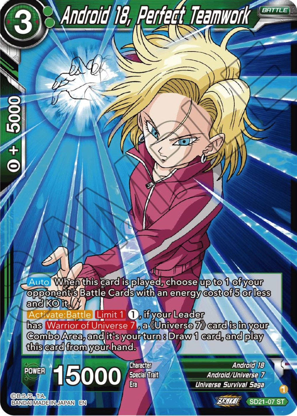 Android 18, Perfect Teamwork (Starter Deck Exclusive) (SD21-07) [Power Absorbed] | Pegasus Games WI