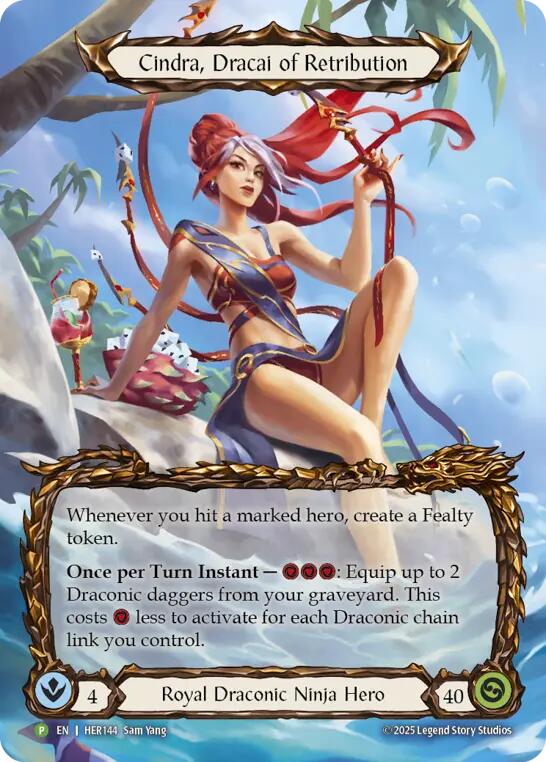 Cindra, Dracai of Retribution [HER144] (Promo)  Rainbow Foil | Pegasus Games WI