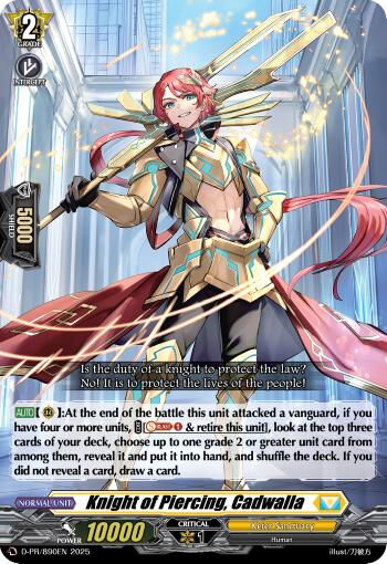 Knight of Piercing, Cadwalla (D-PR/890EN) [D Promo Cards] | Pegasus Games WI