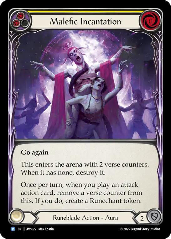 Malefic Incantation (Yellow) [AVS022] (Armory Deck: Legends Viserai) | Pegasus Games WI