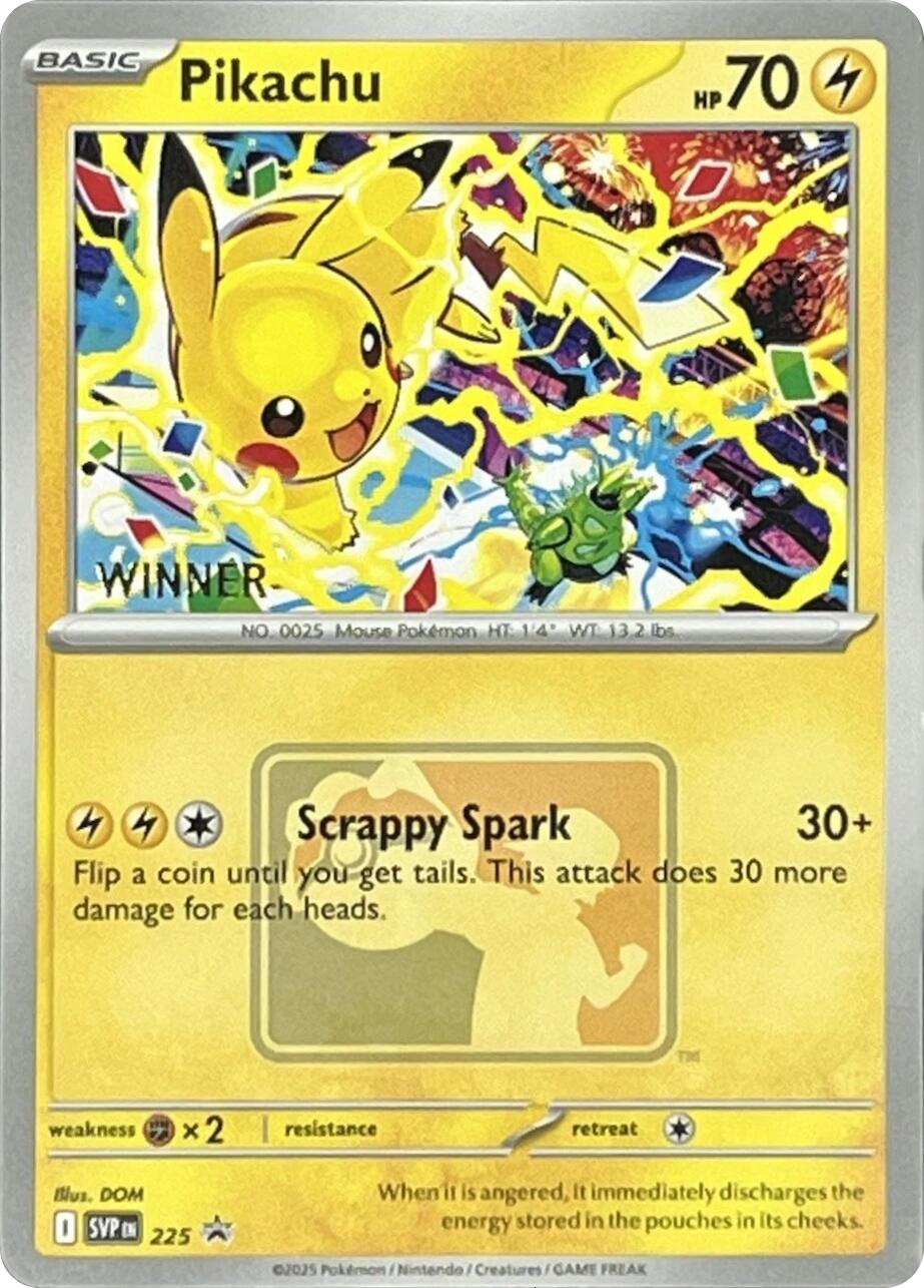Pikachu (225) (World Championship 2025) [Winner] [Scarlet & Violet: Black Star Promos] | Pegasus Games WI