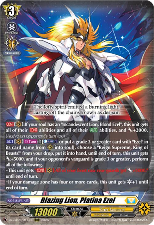 Blazing Lion, Platina Ezel (DZ-BT09/011EN) [Super Brave Detonation] | Pegasus Games WI