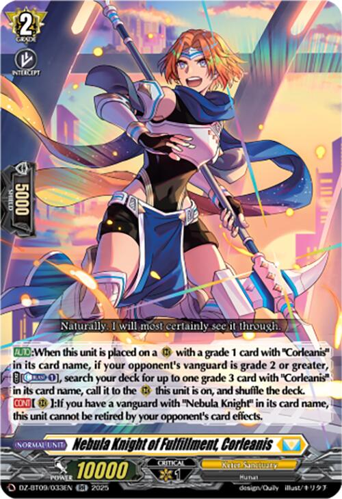 Nebula Knight of Fulfillment, Corleanis (DZ-BT09/033EN) [Super Brave Detonation] | Pegasus Games WI