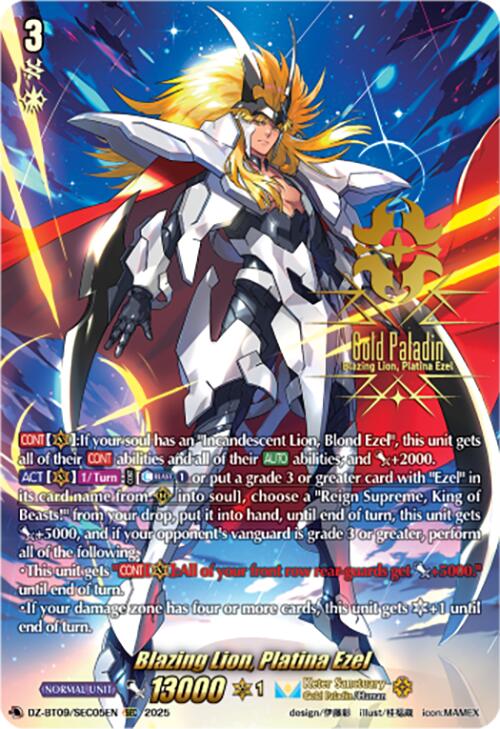 Blazing Lion, Platina Ezel (DZ-BT09/SEC05EN) [Super Brave Detonation] | Pegasus Games WI