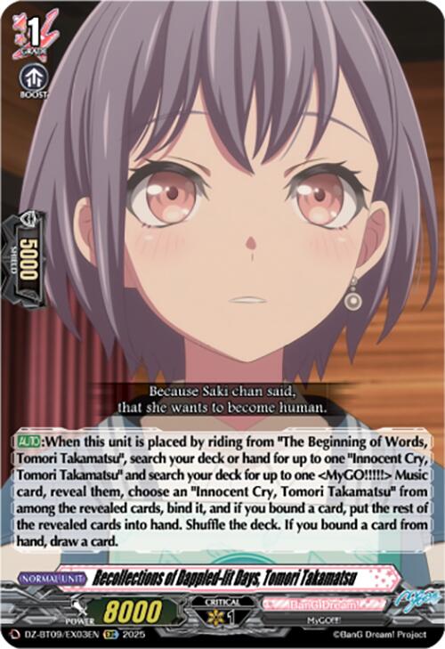 Recollections of Dappled-lit Days, Tomori Takamatsu (EXC) (DZ-BT09/EX03EN) [Super Brave Detonation] | Pegasus Games WI