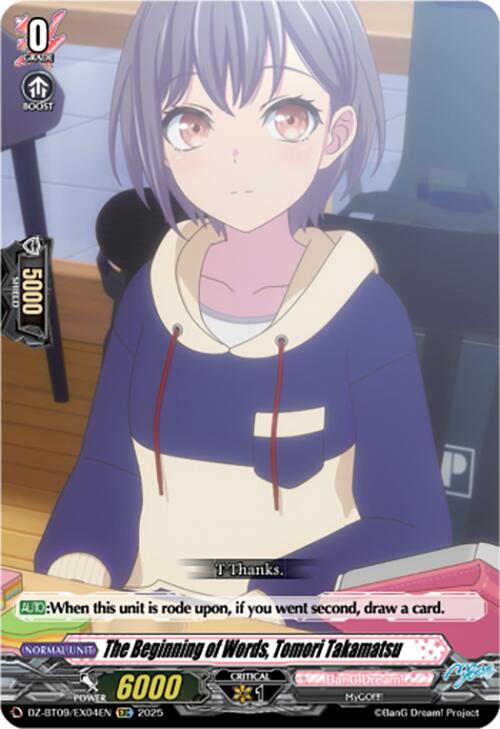 The Beginning of Words, Tomori Takamatsu (EXC) (DZ-BT09/EX04EN) [Super Brave Detonation] | Pegasus Games WI