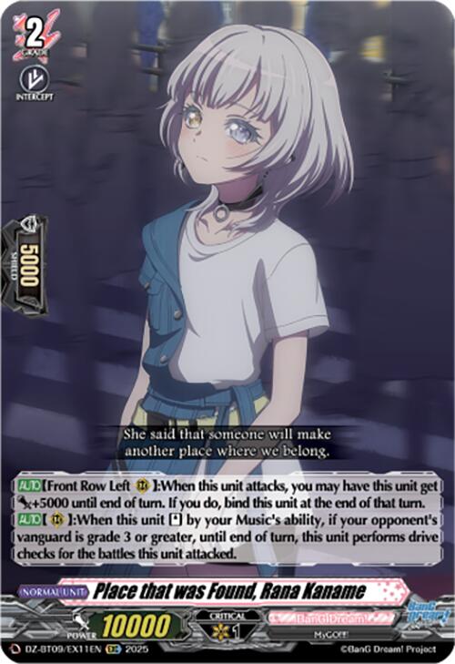 Place that was Found, Rana Kaname (EXC) (DZ-BT09/EX11EN) [Super Brave Detonation] | Pegasus Games WI