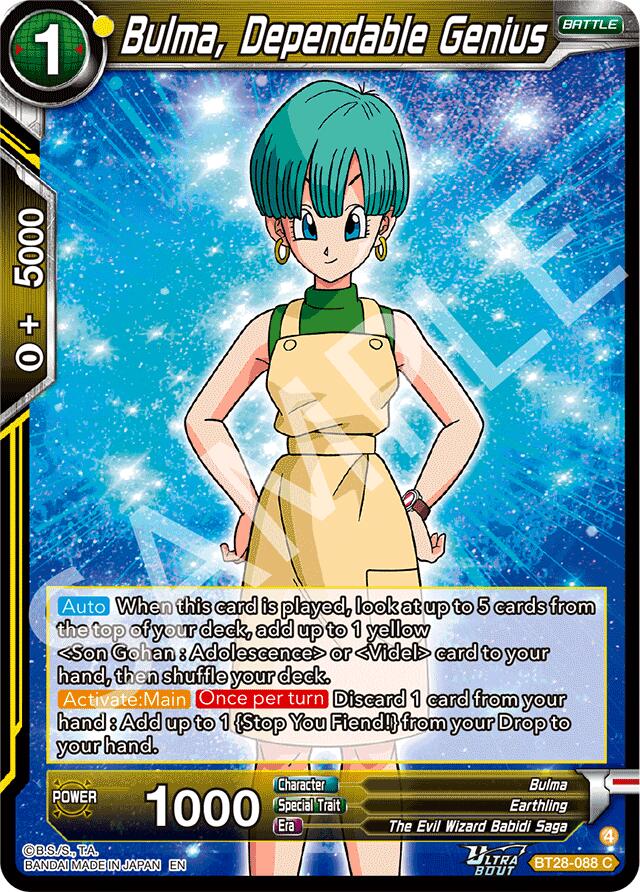 Bulma, Dependable Genius (BT28-088) [Prismatic Clash] | Pegasus Games WI