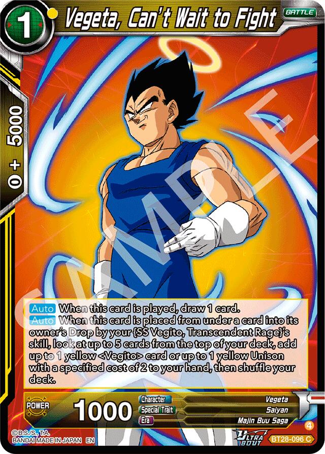 Vegeta, Can't Wait to Fight (BT28-096) [Prismatic Clash] | Pegasus Games WI