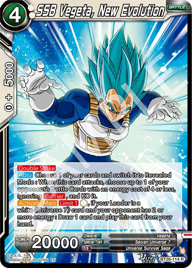 SSB Vegeta, New Evolution (BT28-114) [Prismatic Clash] | Pegasus Games WI