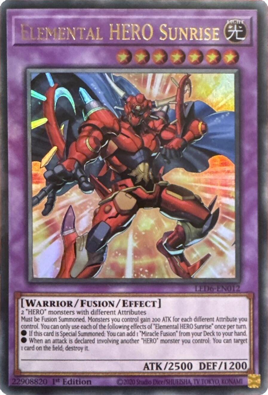 Elemental HERO Sunrise (2020 Date Reprint) [LED6-EN012] Ultra Rare | Pegasus Games WI